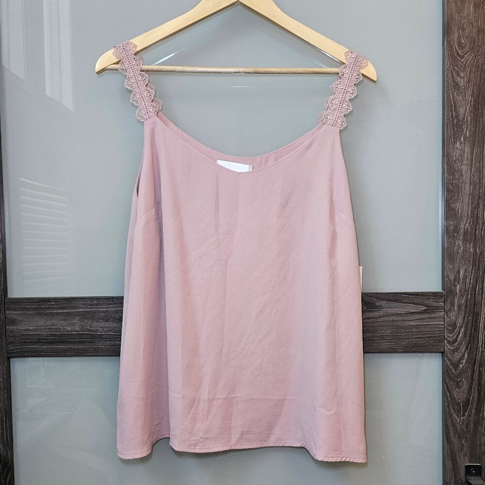 Pale Pink Lace Strap Tank, Nordstrom Rack L NWT